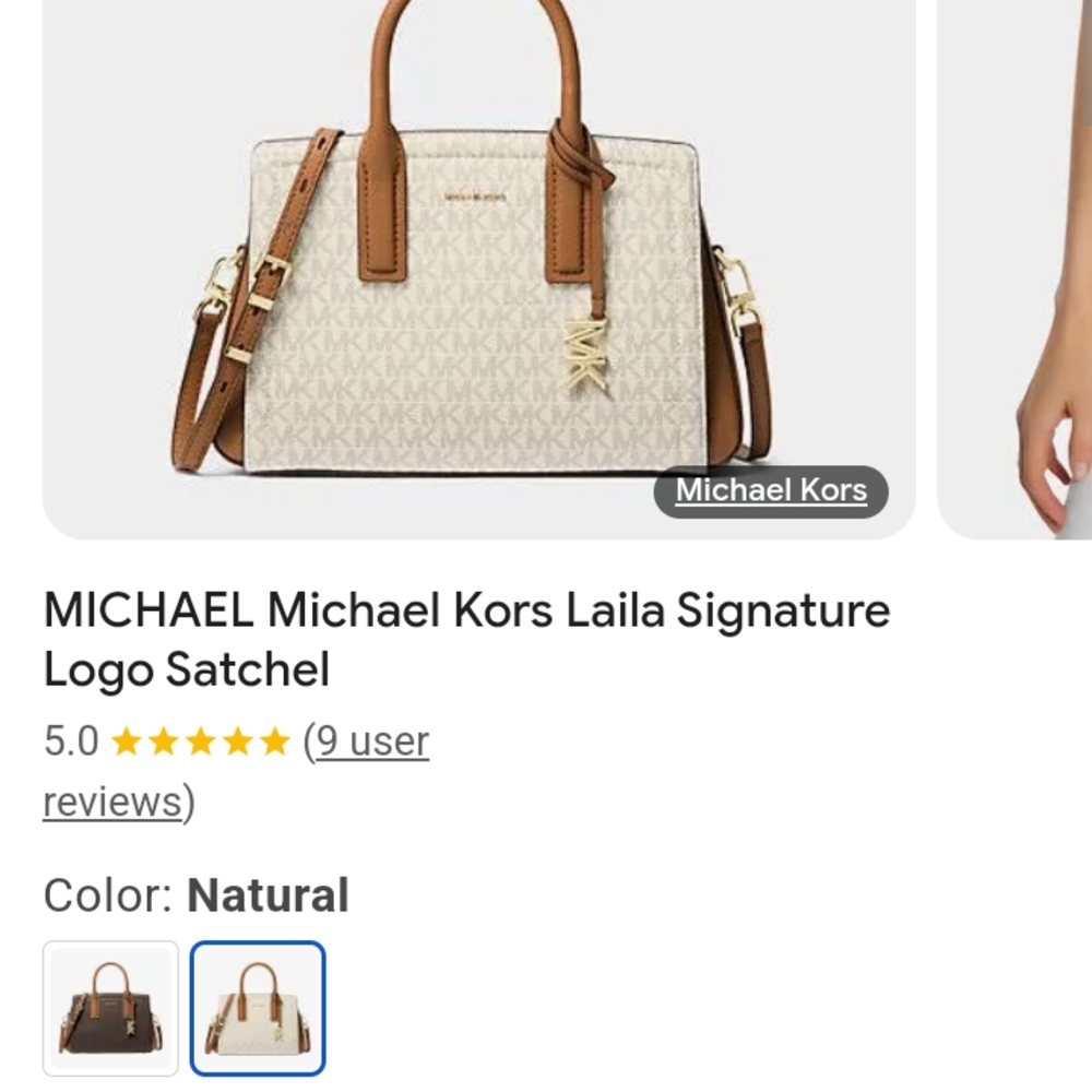 Michael Kors Laila Signature Satchel - Cream and Tan